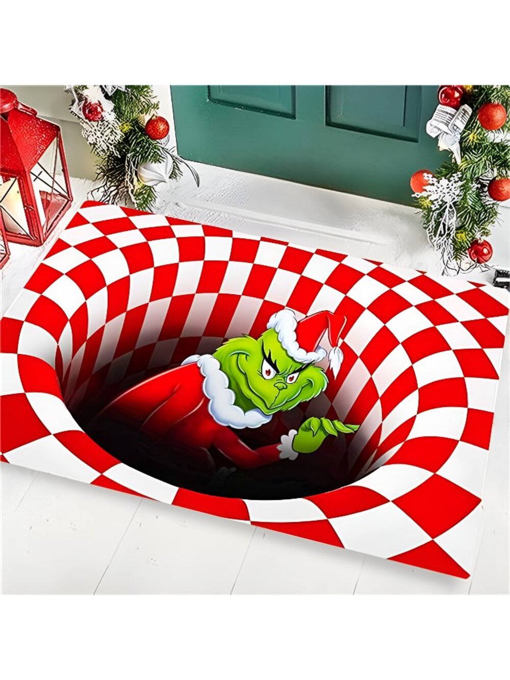 Christmas Doormat, 3D Christmas Illusion Decoration Doormat, Anti-Slip Doorma